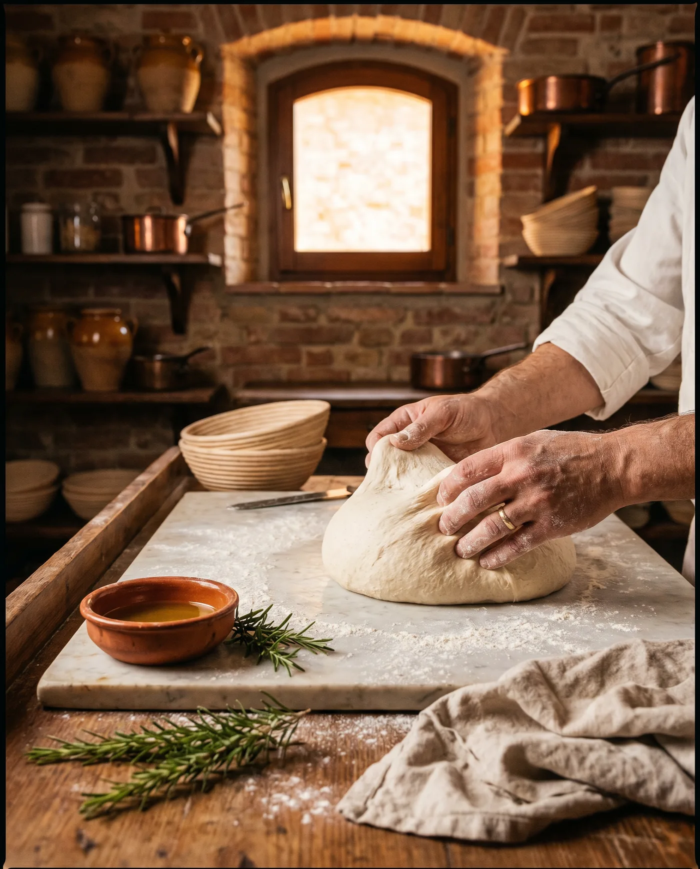 Artigiano che lavora l'impasto